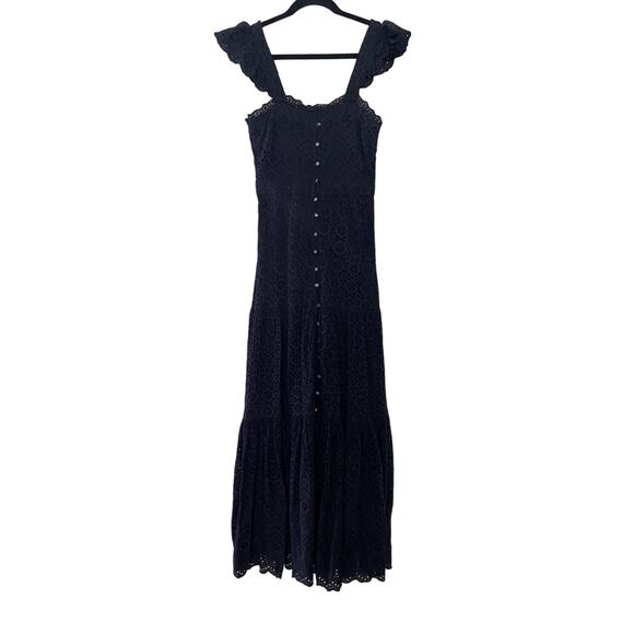NEW Veronica Beard Black Aislin Eyelet Tiered Maxi Dress sz 00 - Picture 1 of 9